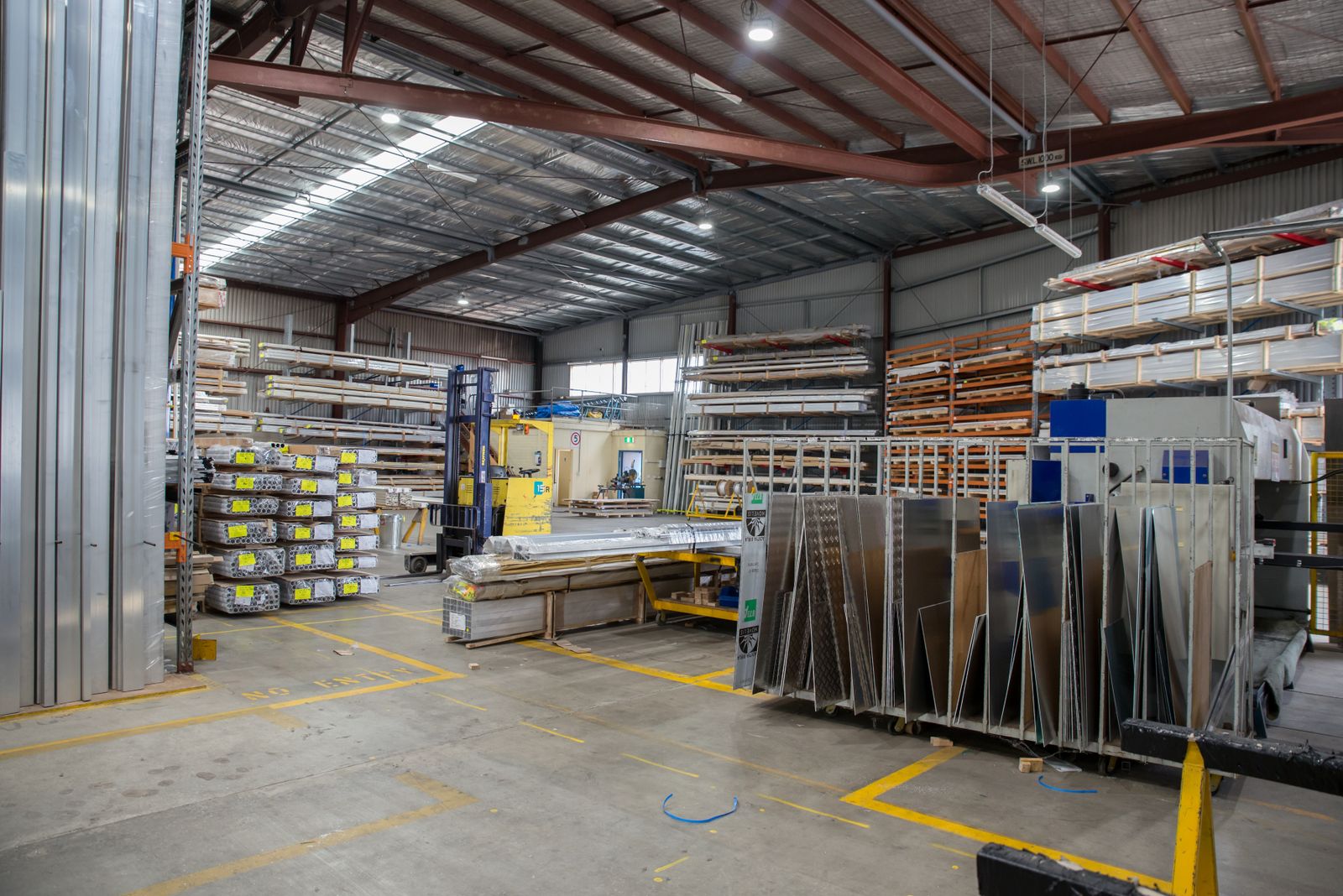 High-piled warehouse storage racks